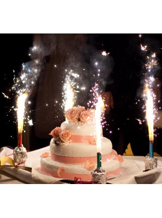 Свеча "Фонтан Цветные Искры" для торта 12 см