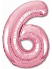 Фольгированный шар с гелием "Цифра 6, Фламинго" 102 см