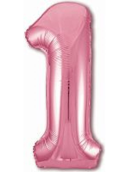 Фольгированный шар с гелием "Цифра 1, Фламинго" 102 см