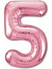 Фольгированный шар с гелием "Цифра 5, Фламинго" 102 см