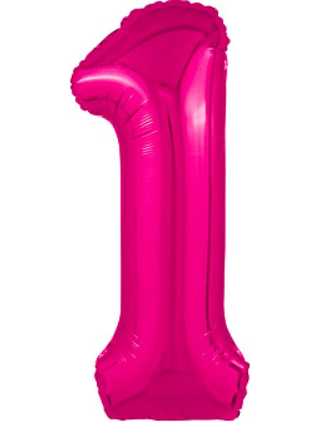 Фольгированный шар с гелием "Цифра 1, Фуксия" 102 см