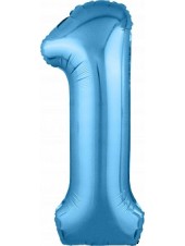 Фольгированный шар с гелием "Цифра 1, Голубой" 102 см