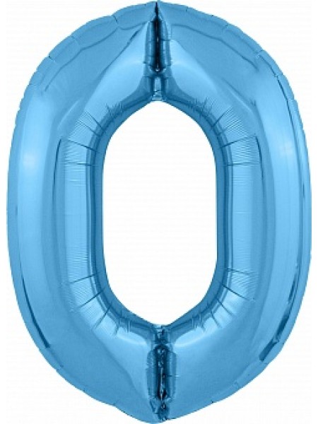 Фольгированный шар с гелием "Цифра 0, Голубой" 102 см