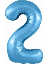 Фольгированный шар с гелием "Цифра 2, Голубой" 102 см