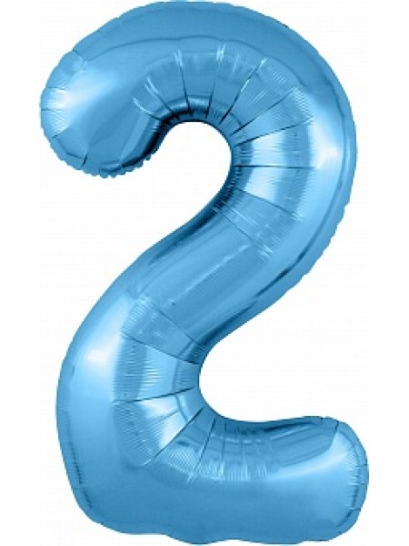 Фольгированный шар с гелием "Цифра 2, Голубой" 102 см