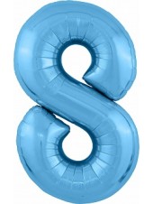 Фольгированный шар с гелием "Цифра 8, Голубой" 102 см