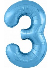 Фольгированный шар с гелием "Цифра 3, Голубой" 102 см