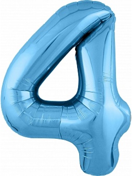 Фольгированный шар с гелием "Цифра 4, Голубой" 102 см