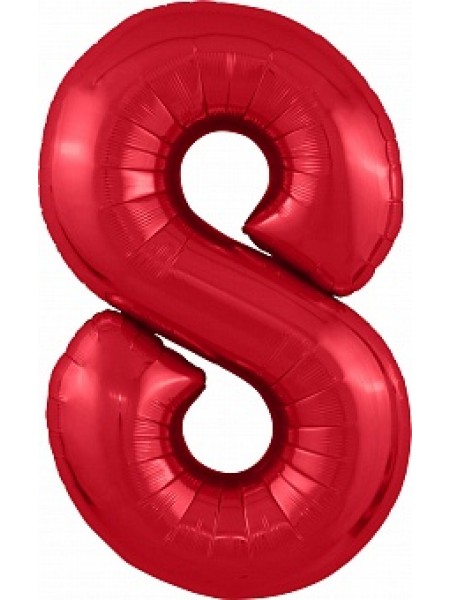 Фольгированный шар с гелием "Цифра 8, Красный" 102 см