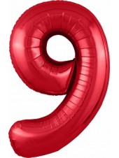 Фольгированный шар с гелием "Цифра 9, Красный" 102 см