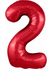 Фольгированный шар с гелием "Цифра 2, Красный" 102 см