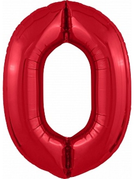 Фольгированный шар с гелием "Цифра 0, Красный" 102 см