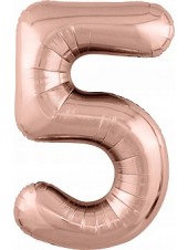 Фольгированный шар с гелием "Цифра 5, Розовое золото" 102 см