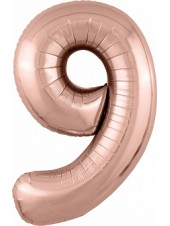 Фольгированный шар с гелием "Цифра 9, Розовое золото" 102 см