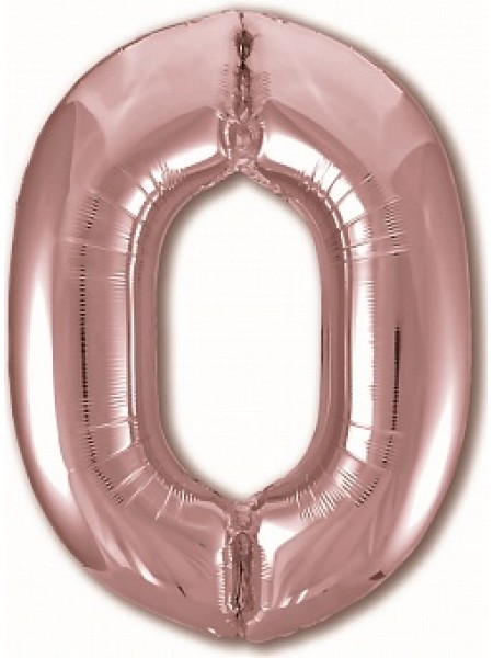 Фольгированный шар с гелием "Цифра 0, Розовое золото" 102 см