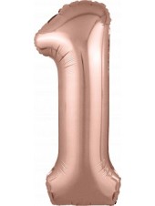 Фольгированный шар с гелием "Цифра 1, Розовое золото" 102 см