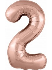 Фольгированный шар с гелием "Цифра 2, Розовое золото" 102 см