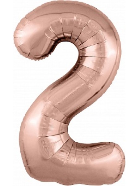 Фольгированный шар с гелием "Цифра 2, Розовое золото" 102 см