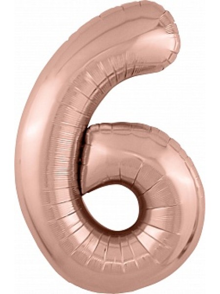 Фольгированный шар с гелием "Цифра 6, Розовое золото" 102 см