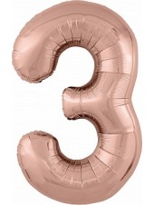 Фольгированный шар с гелием "Цифра 3, Розовое золото" 102 см