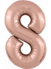 Фольгированный шар с гелием "Цифра 8, Розовое золото" 102 см