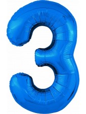 Фольгированный шар с гелием "Цифра 3, Синий" 102 см