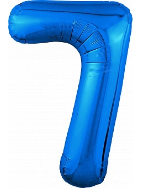 Фольгированный шар с гелием "Цифра 7, Синий" 102 см