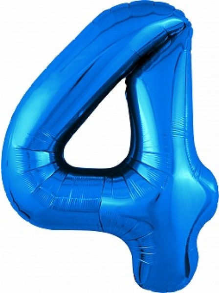 Фольгированный шар с гелием "Цифра 4, Синий" 102 см