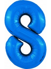 Фольгированный шар с гелием "Цифра 8, Синий" 102 см