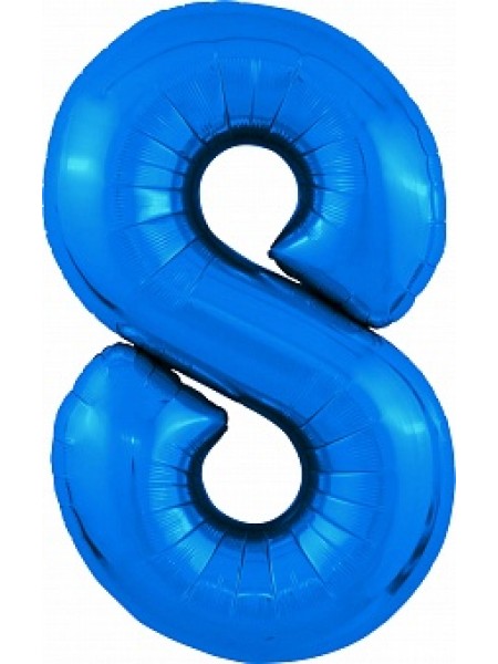 Фольгированный шар с гелием "Цифра 8, Синий" 102 см
