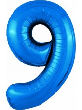 Фольгированный шар с гелием "Цифра 9, Синий" 102 см