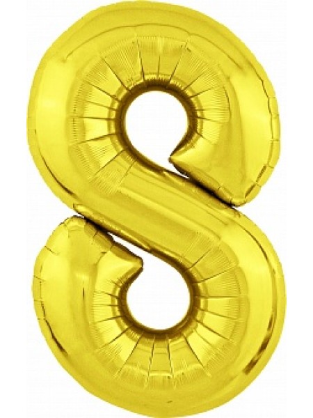 Фольгированный шар с гелием "Цифра 8, Золото" 102 см