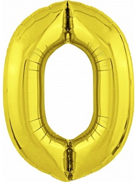 Фольгированный шар с гелием "Цифра 0, Золото" 102 см