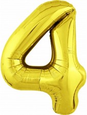 Фольгированный шар с гелием "Цифра 4, Золото" 102 см