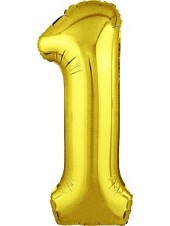 Фольгированный шар с гелием "Цифра 1, Золото" 102 см