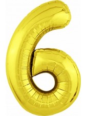 Фольгированный шар с гелием "Цифра 6, Золото" 102 см