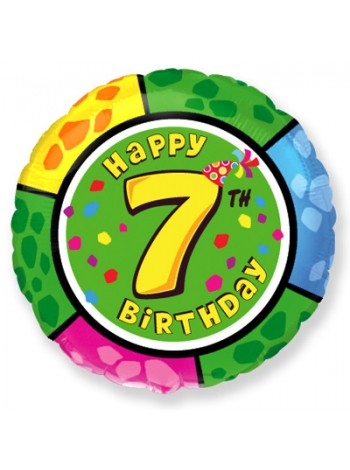 Фольгированный шар с гелием "Цифра 7 Happy Birthday"46см