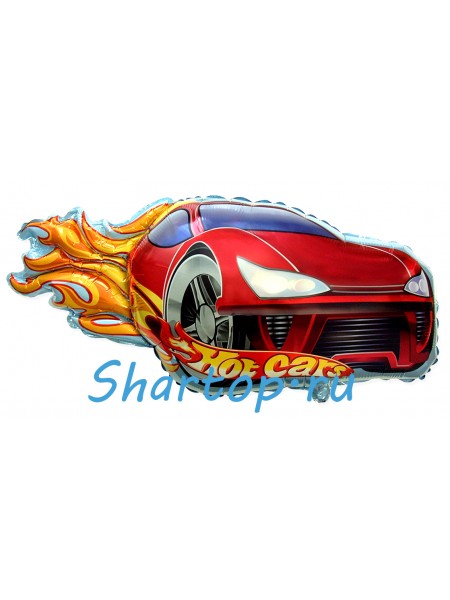 Фольгированный шар с гелием "Гоночная машина красная, Hot Cars"  79см