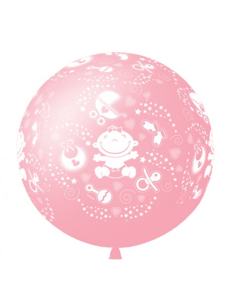 Шар большой "С Днем Рождения Малышка" 91 см розовый