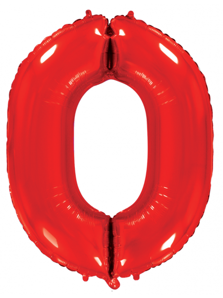 Фольгированный шар с гелием "Цифра 0 Красная" 102 см