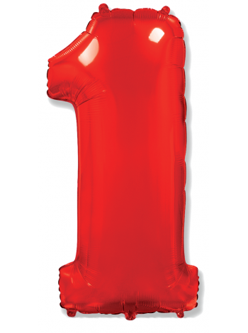 Фольгированный шар с гелием "Цифра 1 Красная" 102 см