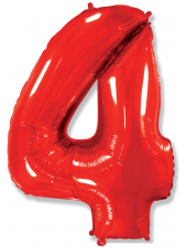 Фольгированный шар с гелием "Цифра 4 Красная" 102 см