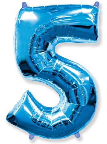 Фольгированный шар с гелием "Цифра 5 Синяя" 102 см