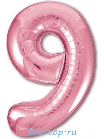 Фольгированный шар с гелием "Цифра 9 Розовый фламинго" 102 см