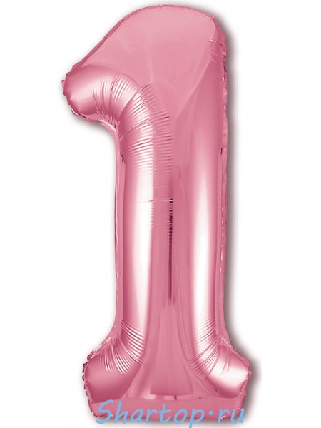 Фольгированный шар с гелием "Цифра 1, Розовый фламинго" 102 см