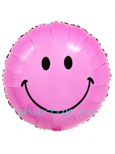 Фольгированный шар с гелием "Смайл Розовый"