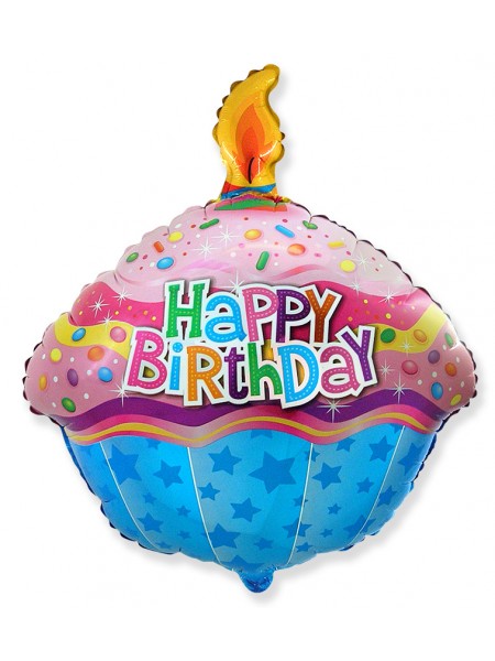 Фольгированный шар с гелием "Кекс со свечкой" 58 см