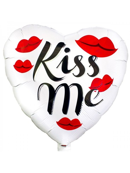 Фольгированное сердце "Kiss me - Поцелуй меня" 46 см